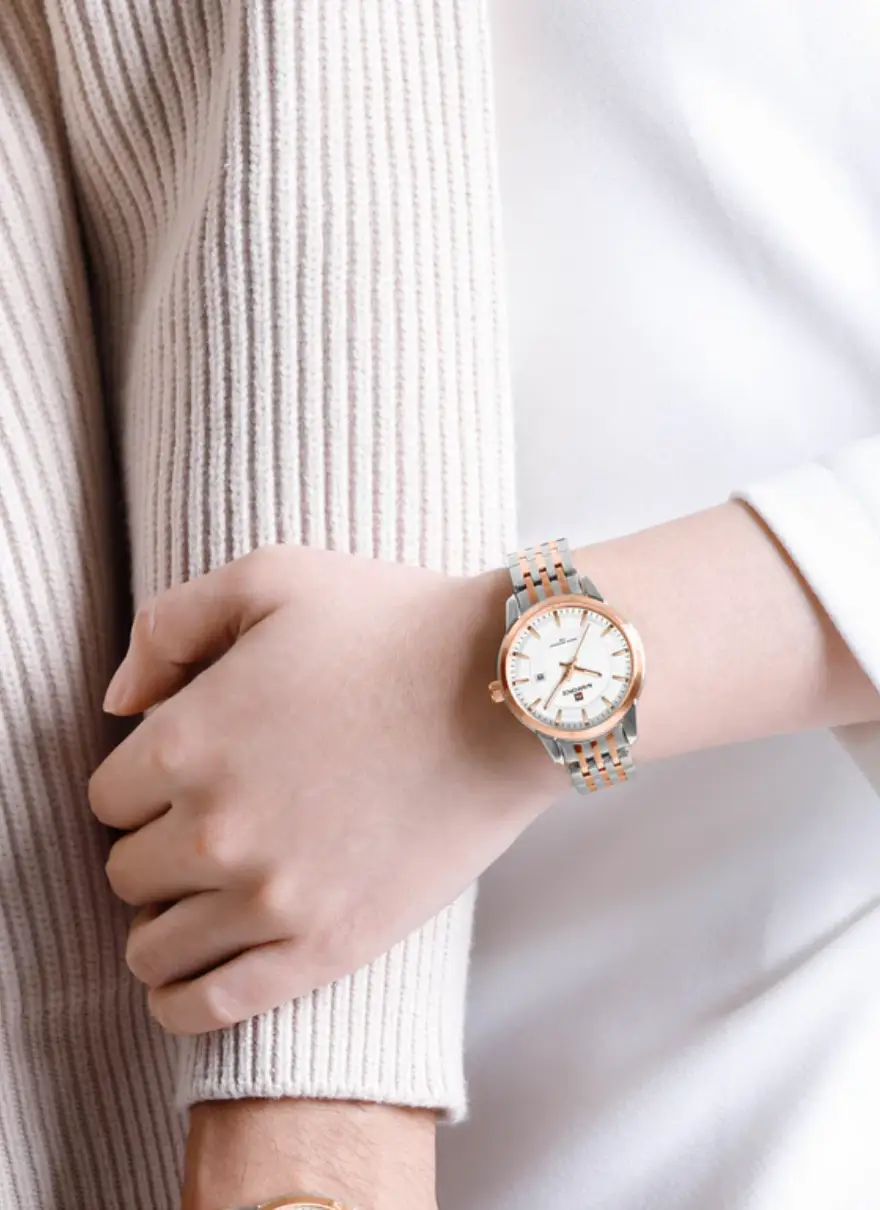 Naviforce NF9228L Silver-rosegold High Quality strap Analog Watch - Image 2