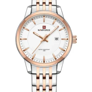 Naviforce NF9228L Silver-rosegold High Quality strap Analog Watch