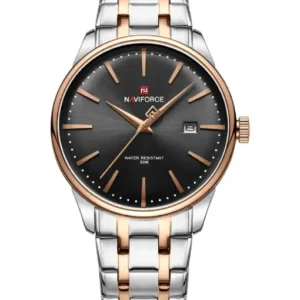 Naviforce NF9230 Silver Black Gentle Elegant Calendar Analog Watch