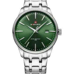 Naviforce NF9230 Silver Green Gentle Elegant Calendar Analog Watch