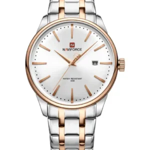 Naviforce NF9230 Silver White Gentle Elegant Calendar Analog Watch