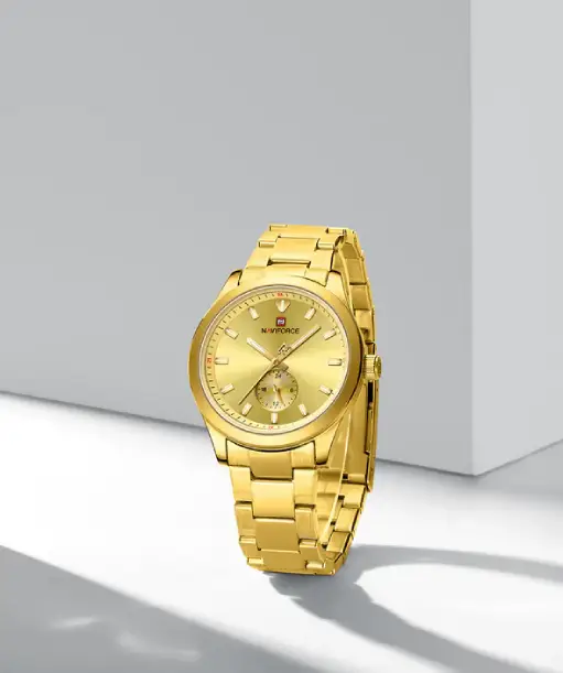 Naviforce NF9231 Gold Dial Classic Modern Looking Analog Watch (1)
