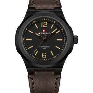 Naviforce NF9233 black and brown with leather strap Analog Watch
