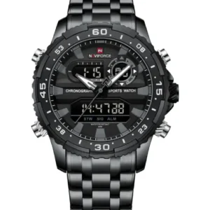 Naviforce NF9234 Versatile design all Black color Analog-Digital Watch