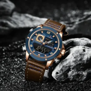 Naviforce NF9236 Brown Strap Military Style Analog-Digital Watch