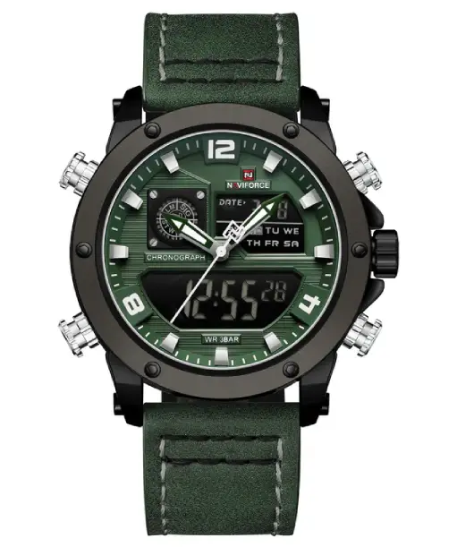 Naviforce NF9236 Green Strap Military Style Analog-Digital Watch
