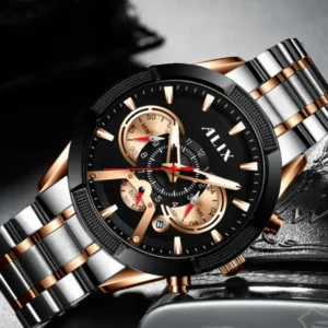 AL3012 stylish Silver steel dual tone strap Analog Watch