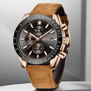 AL3014L Brown leather strap Analog Watch