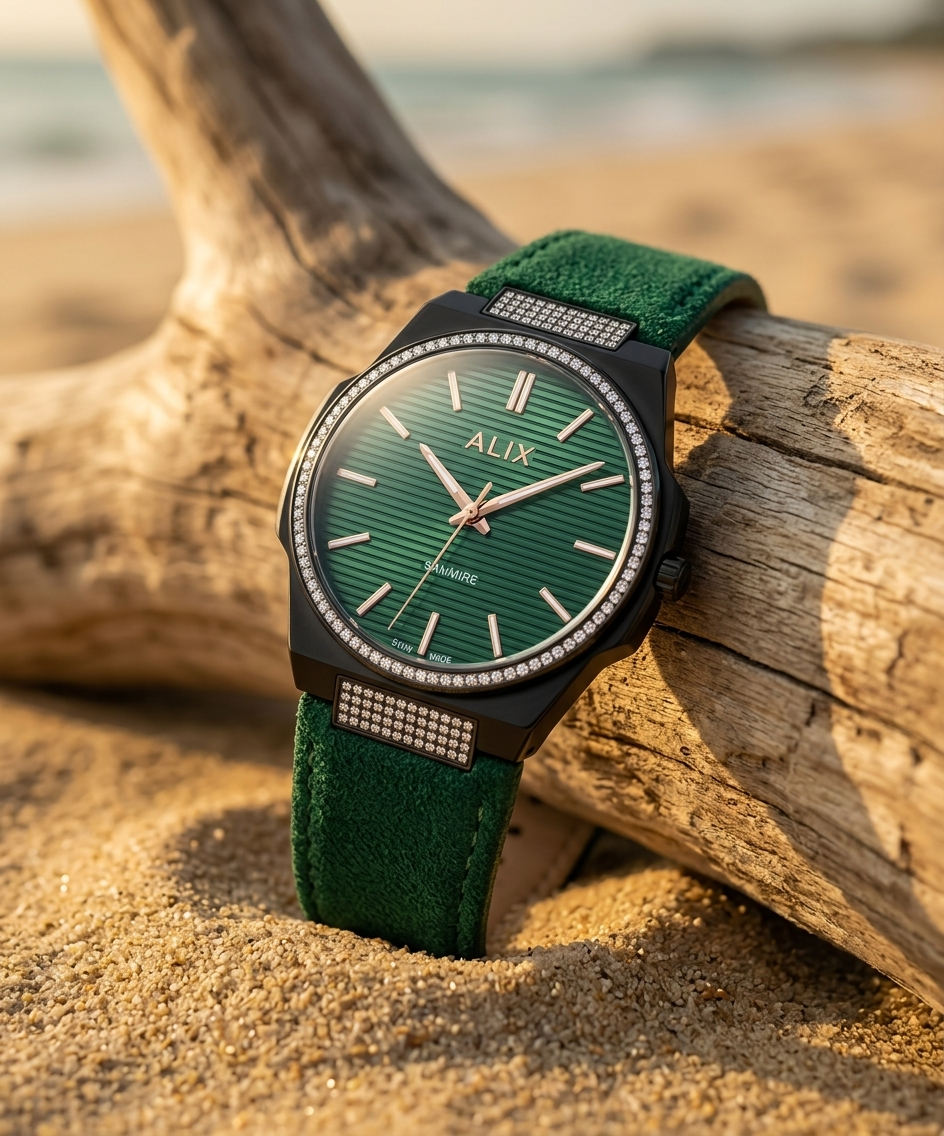 Green Velvet Daimond Watch