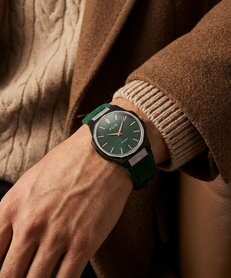 Green Velvet Daimond Watch